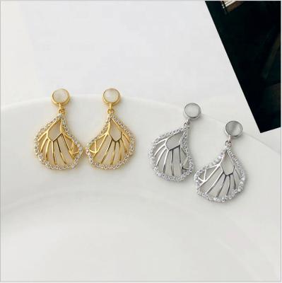 China Korea CLASSIC style tassel drop alloy jewelry crystal geometric women shape diamond sliver earrings 2021 trend for sale