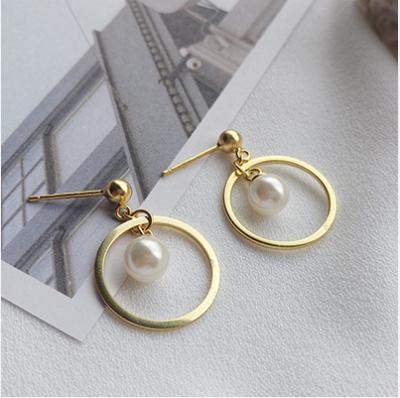 China 2021gold trend women's jewelry CLASSIC entry luxury geometric crystal pearl S925 sliver drop earrings tassel drop earrings for sale