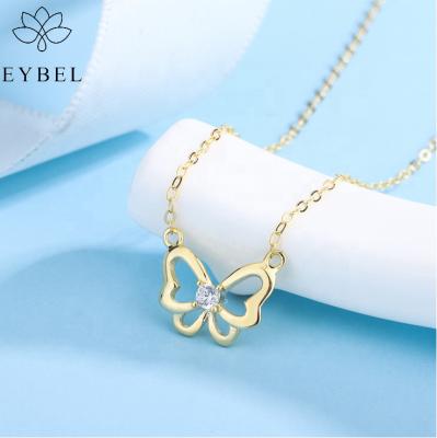 China 2021 Wholesale Fashion Office/Factory Career Korean Trend Hot Sale Jewelry For Women S925 Gold Plated 14K Sterling Silver Butterfly Necklace for sale