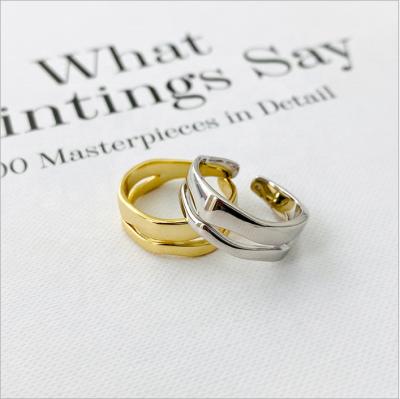 China 2021 casual/sporty chunky rings for women and men's gold sterling silver chunky rings adjustable waterproof for sale