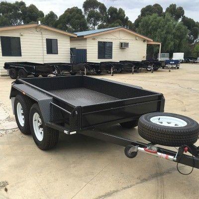 China High Side 10x6 Flatbed Tandem Box Trailer With Full Checker Plate for sale