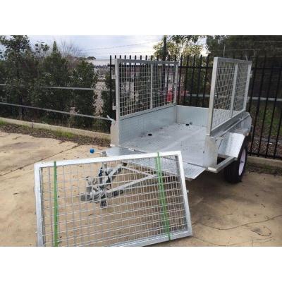 China Hot Dipped Galvanized Tandem Cattle Trailer With Cage Flat Top 8 X 5 for sale