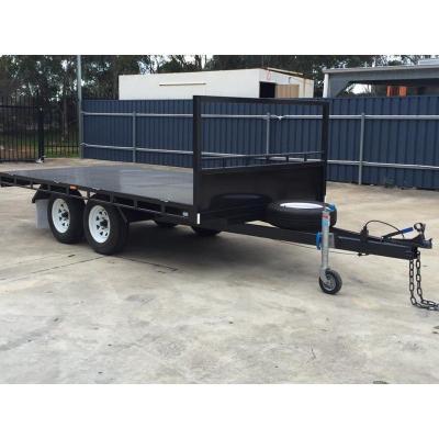 China 14 x 8ft Hydraulic Tipping Flat Top Tandem Trailer With Disc Brakes / LED Lights for sale