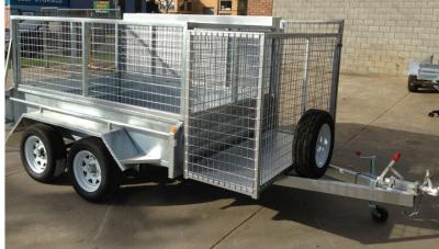 China Double Axle 8×5 Tandem Lawn Mowing Trailer With 1800 x 280mm Slide Away Ramps for sale