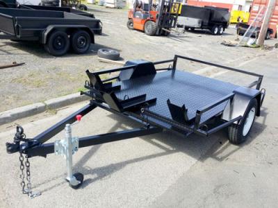 China Flatbed 8x6 Motor Bike / Motorcycle Transport Trailer Single Axle 1400kg Load for sale