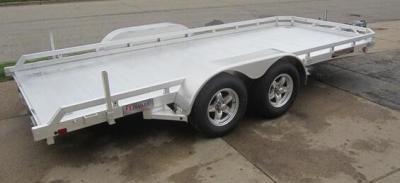 China Flat Bed 6 X4 Ft All Aluminum Open Trailer Single Axle With V- Type Draw Bar for sale