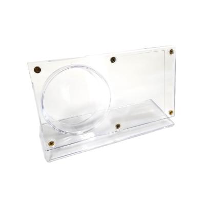 China Eco-friendly Acrylic Ice Hockey Puck Display Case With Puck Card Holder Ice Hockey Display Collector Holder for sale