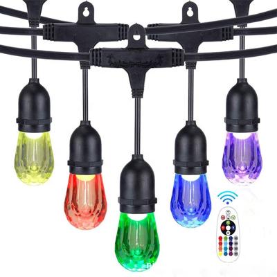 China Decoration RGB S14 E26 48ft Indoor & Outdoor Wire Pendant Stage Track Light Flashing Led Patio Led Train String Light for sale