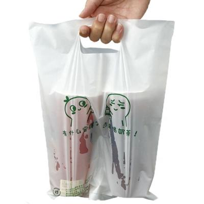 China 100% Biodegradable Biodegradable Biodegradable Plastic Bag Milk Plastic Bag Customized Printed Transparent Tea Cups Packing Bags For Two Cups for sale