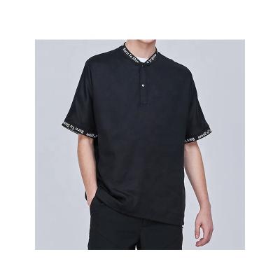 China Men's Polo Shirt Anti-Shrink Cotton Layer Color Polo Letter Printed 100% Baseball Collar Polo Shirt for sale