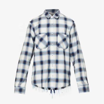 China Custom Oversized Trend-Breaking Shirt QUICK DRY Damaged Plaid Long Sleeve Shirt for sale