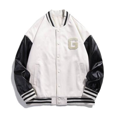 China Patch White Custom LOGO Letterman Towel Embroidered Breathable Baseball Embroidered Jacket for sale