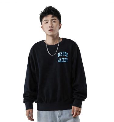 China Custom Sweatshirt Black Slim Anti-Shrink Crewneck Guy Hoodie Crew Neck Sweatshirt for sale