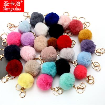 China Wholesale Women's Bag Lovely Color Plush Ball Key Chain Kawaii Woolen Ball Soft and Lovely Multicolor Manufacturer Fashion Bag for sale