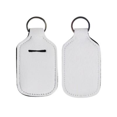 China 30ml Neoprene Hot Bottle Silicone Self Defense Gel Heat Sublimation Heat Transfer Empty Custom Rubber Sleeve Key Chain for sale