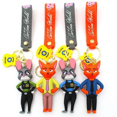 China Silicone Kind Crazy Animal Cartoon Character PVC Key City 3D Nick Judy Chain Customization for sale