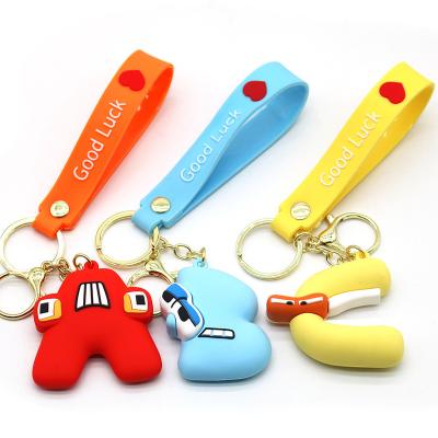 China Kind Letter Caption English Gift 3D PVC Rubber Key Chain For Kids for sale