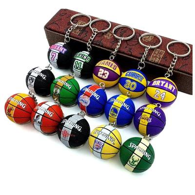 China High Quality Sports Club NBA Sports 3D Basketball Team Mini Fans PVC Plastic Mini Ball Head Chain Pendant for sale