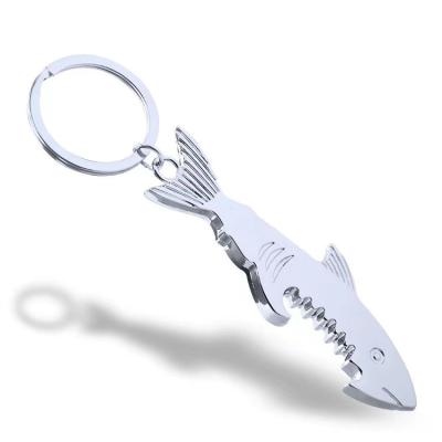 China Simple Alloy Beer Bottle Opener Custom Shark Shape Metal Simple Aluminum Promotion Cheap Chain Key Gift for sale