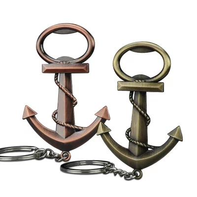 China Beer Single Bottle Opener Multifunctional Zinc Alloy Ship's Anchor Form Metal Custom Simple Promotion Cheap Key Chain Gift for sale