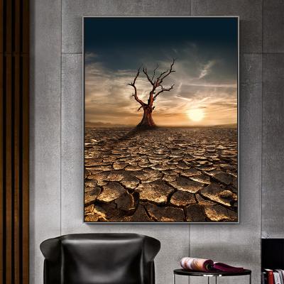 China Modern African Tree And Desert Photo Home Decor PS Framed Artwork Canvas Wall Hanging Art for sale