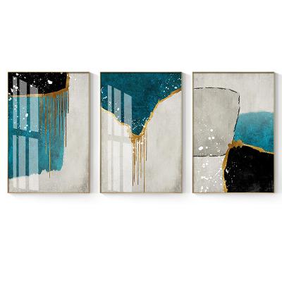 China Abstract 3 Panels Home Decor UV Printing Porcelain Wall Artwork Acrylic Glass Crystal Painting for sale