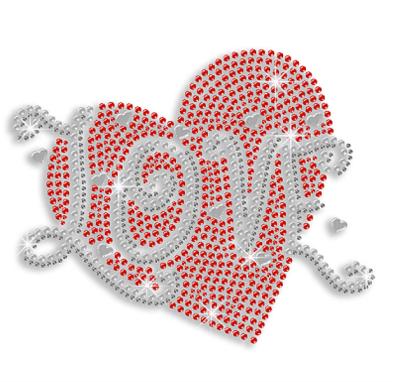 China Trendy Flatback Love Heart Iron-on Nailhead Stud Rhinestone Transfer for sale