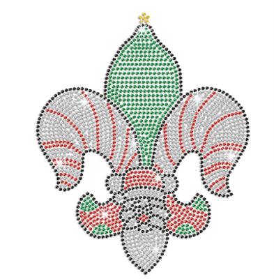 China Creative Christmas Style Flatback Fleur De Lis Iron On Rhinestone Transfer for sale