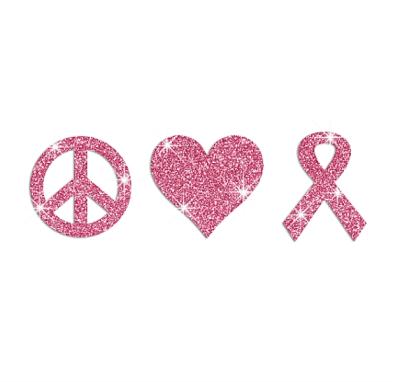 China Flatback Peace Love and Pink Ribbon Glitter Rhinestone Transfer Pattern for sale