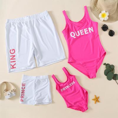 China 2021 Summer Family Matching Beachwear Young Teenage Boys And Girls Breathable Family Matching Swimwear Solids Swimwear for sale