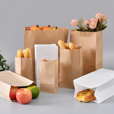 China Recyclable Recycled Lunch Bags Take Away Bag With Logo Printed Brown Kraft Paper Bag for sale