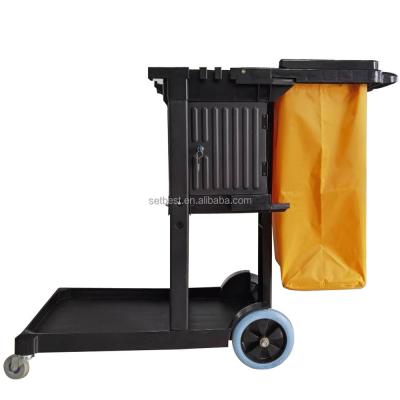 China Black Hotels Service Trolley Doorman Trolley With Lock And Door 05104 for sale