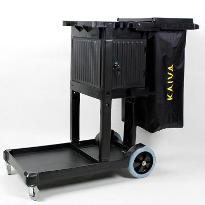 China Sturdy Plastic Porter Cleaning Cart With Locking Cabinet For Commercial Cleaning 05104 for sale