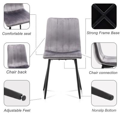 China Modern Velvet Upholstered Kitchen Dining Chair With Strong Black Metal Legs Living Room Bedroom Chair for sale