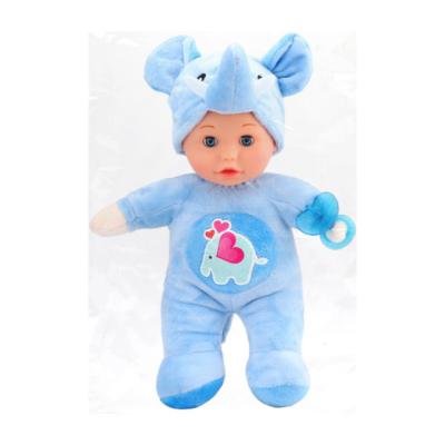 China Baby Toy Silicon Plush Stuffed Soft Cartoon Mini Blue Elephant Animal Dolls Toy With Pacifier For Girls Kids Baby 25cm for sale