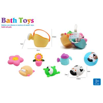 China Bath Toy Baby Kids Bath Shower Toy Animals Set Silicone with Squeese Sound for Kids Bathtub Pals Games for sale