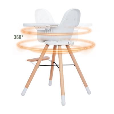 China Innokids INH04 Wood Legs 360 Degree Rotating Seat 4 in 1 Convertible Dining Tables Umpire Chair Baby Feeding Chair for sale