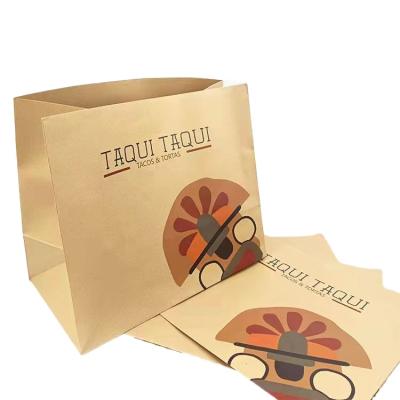 China Custom Reusable Recyclable Take Away Fast Food Logo Printed Disposable Burger Brown Paper Bag With Handle for sale