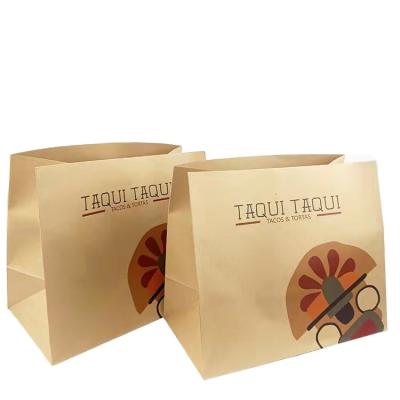 China Recycled Materials Recycled Materials Free Design Food Kraft Paper Shopping Grocery Bags Oil Proof Packaging Bags for sale