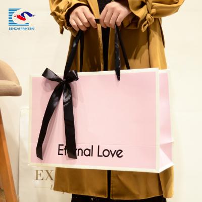 China Recyclable Recyclable Custom Printed Your Own Logo Rose Wedding Gift Shopping Bag With Ribbon Design for sale