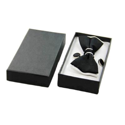 China Custom Made Luxury Handmade Logo Cardboard Tie Rigid Black Paper Box With Insert for sale