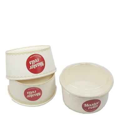 China Recyclable Recyclable White Rice Salad Disposable Sencail Paper Bowl With Plastic Lid for sale