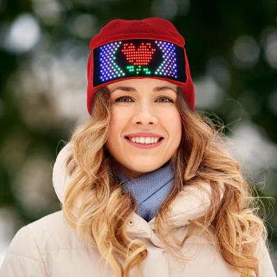 China 2022 Hot 2022 Party/Winter/Party Knitted Wireless Luminous Smart Hats/Boy/Girl/Kids Amazon LED Hat/Kids Christmas Party Winter LED APP Control DIY Light for sale