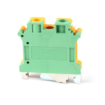 China Salzer SUK-10JD Fire Resistant Terminal Block Screw Hold Down CE Yellow/Green Nylon Terminal Grounding Terminal 11 - A.W.G. 20 for sale