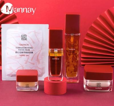 China OEM ODM Anti Aging Natural Organic Saffron Moisturizing Anti Aging Anti Acne Brightening Whitening Skin Care Brightening Set for sale