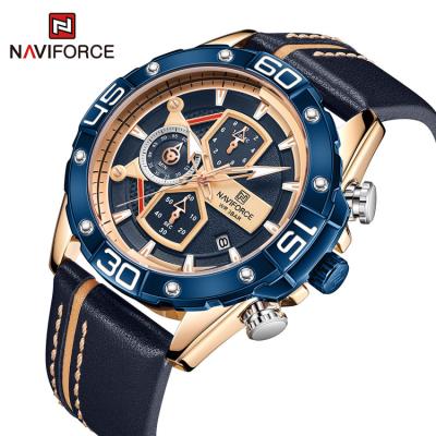 China Luxury Quartz Wrist Watch Chronograph Day/Date NAVIFORCE 8018 RGBEBE Male Business Blue Watches 30m Waterproof Reloj for sale