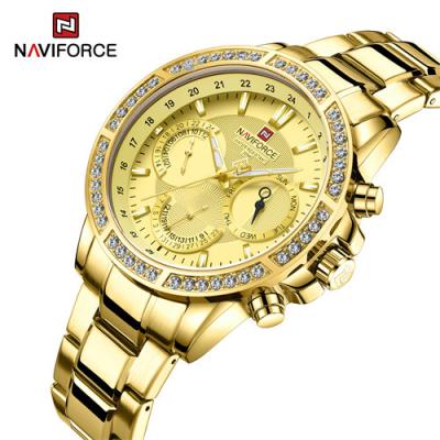 China 9196 GGG Original Brand NAVIFORCE Chronograph Sports Quartz Gold Luxury Waterproof Watch For Men Steel Wrist Watch Men's Watches for sale