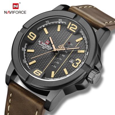 China Wholesale Brand Luxury Auto Date NAVIFORCE 9177 BYDBN Wrist Watch For Man Leather Quartz Watch Sports Waterproof Calendar Male Clock for sale