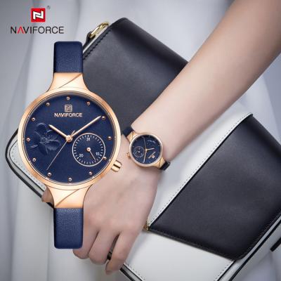 China NAVIFORCE 5001L RGBE Auto Date Watches Women Wrist Luxury Brand Factory Wholesale Quartz Watch Faux Stone Leather Female Waterproof Clock for sale