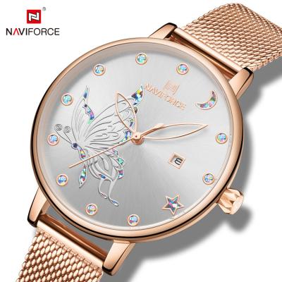 China New Auto Date Naviforce Women Watch Fashion Female Wristwatches Relojes Janpan Movement Marine Force 5011 Casual Quartz for sale